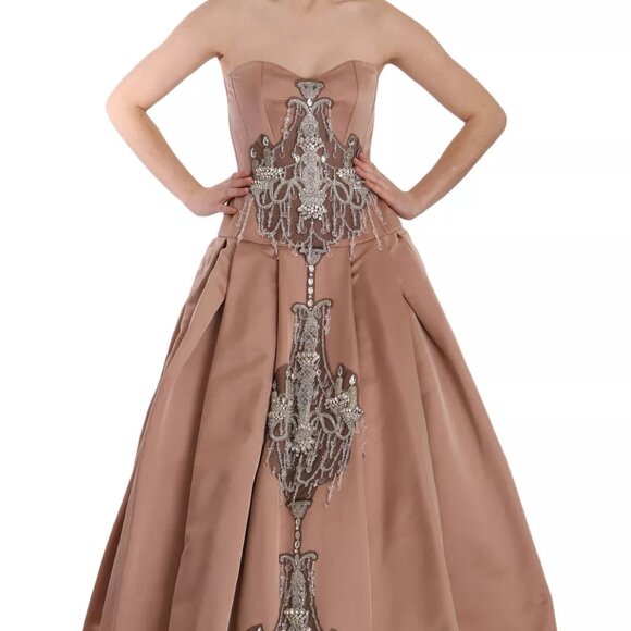 Dolce & Gabbana Crystal Pink Silk Chandelier Ball Gown Dress IT42 M Pink - Picture 2 of 9